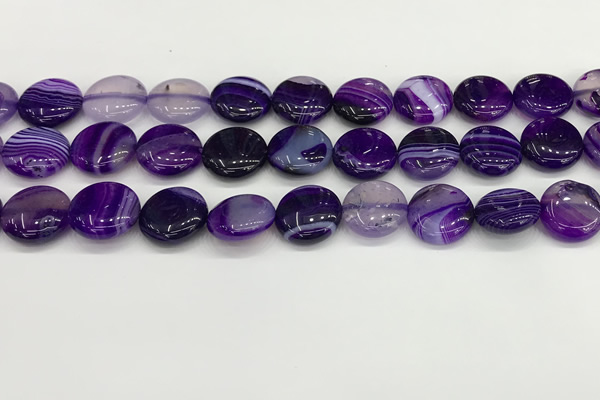 CAA4597 15.5 inches 14mm flat round banded agate beads wholesale