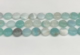 CAA4600 15.5 inches 14mm flat round banded agate beads wholesale