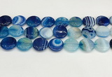 CAA4617 15.5 inches 18mm flat round banded agate beads wholesale