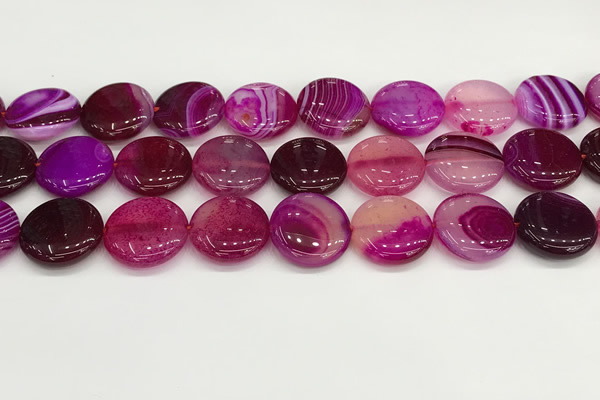 CAA4622 15.5 inches 20mm flat round banded agate beads wholesale