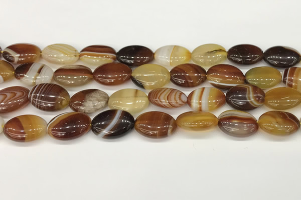 CAA4661 15.5 inches 13*18mm oval banded agate beads wholesale