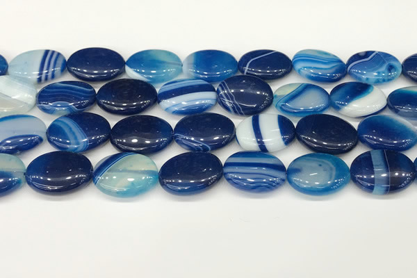 CAA4674 15.5 inches 15*20mm oval banded agate beads wholesale