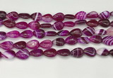 CAA4688 15.5 inches 10*14mm flat teardrop banded agate beads wholesale