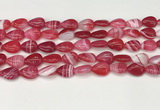 CAA4689 15.5 inches 10*14mm flat teardrop banded agate beads wholesale