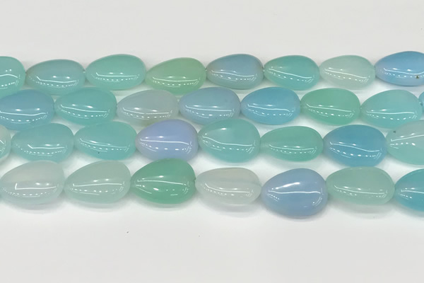 CAA4714 15.5 inches 15*20mm flat teardrop banded agate beads wholesale