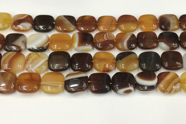 CAA4741 15.5 inches 14*14mm square banded agate beads wholesale