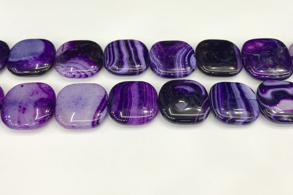 CAA4774 15.5 inches 25*25mm square banded agate beads wholesale