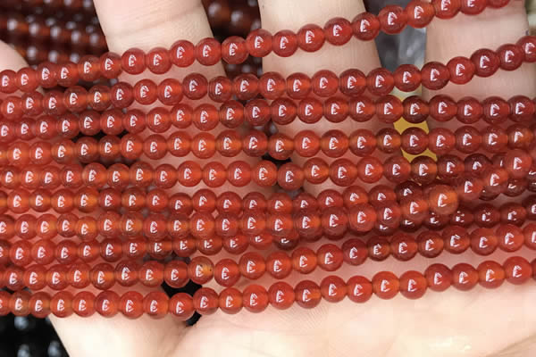 CAA4946 15.5 inches 4mm round red agate beads wholesale