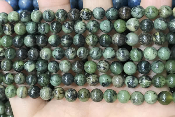 CAA4965 15.5 inches 6mm round green dendritic agate beads