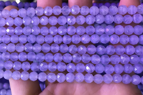 CAA5005 15.5 inches 6mm faceted round blue lace agate beads