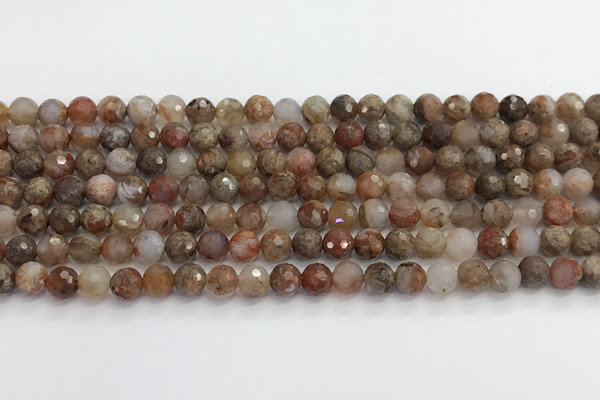 CAA5010 15.5 inches 6mm faceted round flower agate beads