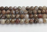 CAA5013 15.5 inches 12mm faceted round flower agate beads