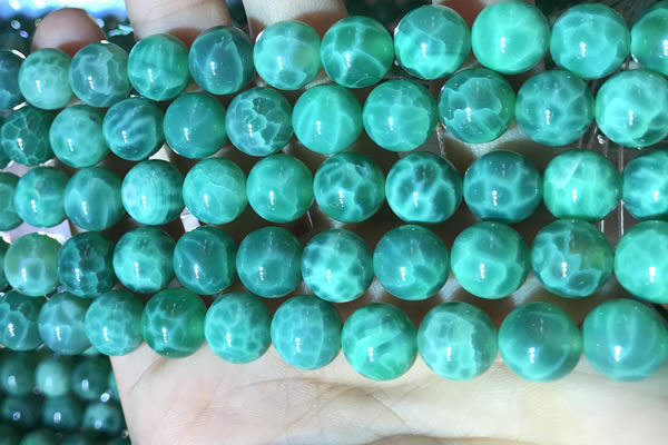 CAA5023 15.5 inches 10mm round green dragon veins agate beads