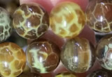 CAA5038 15.5 inches 8mm round yellow dragon veins agate beads