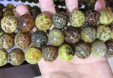 CAA5043 15.5 inches 18mm round yellow dragon veins agate beads