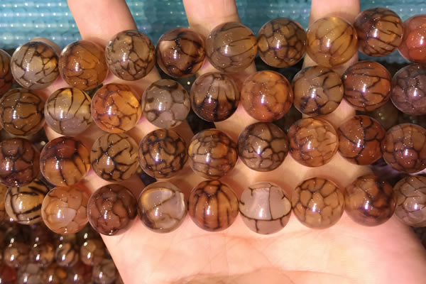 CAA5059 15.5 inches 14mm round dragon veins agate beads wholesale