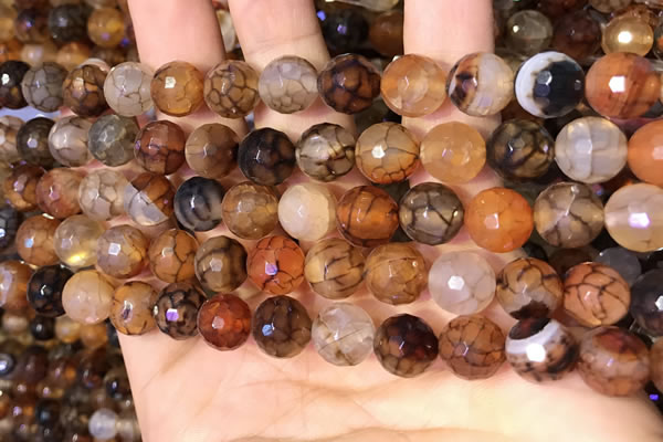 CAA5064 15.5 inches 10mm faceted round dragon veins agate beads