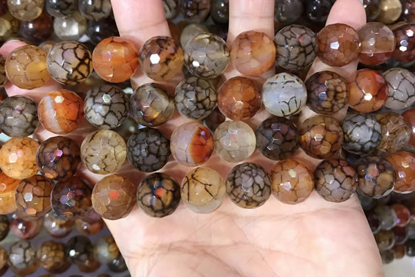 CAA5066 15.5 inches 14mm faceted round dragon veins agate beads