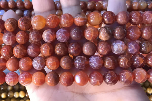 CAA5073 15.5 inches 10mm round red dragon veins agate beads