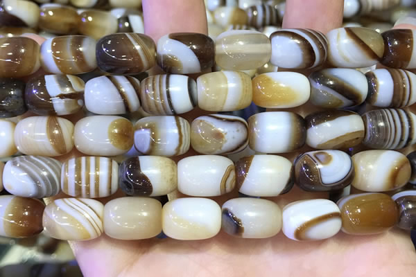 CAA5107 15.5 inches 10*14mm drum striped agate beads wholesale