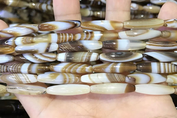 CAA5108 15.5 inches 6*25mm rice striped agate beads wholesale