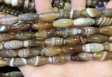 CAA5110 15.5 inches 8*16mm rice striped agate beads wholesale