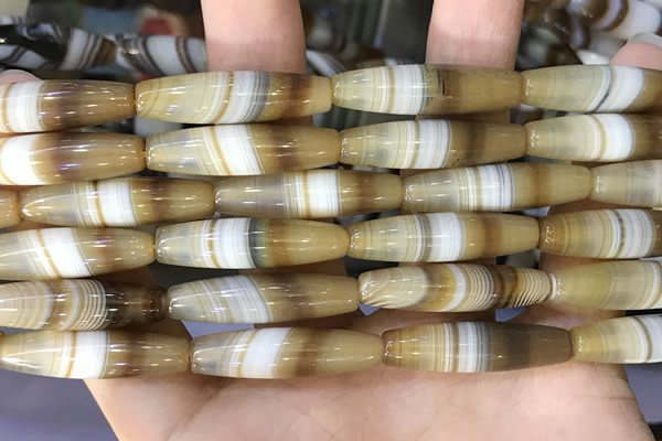 CAA5113 15.5 inches 8*30mm rice striped agate beads wholesale