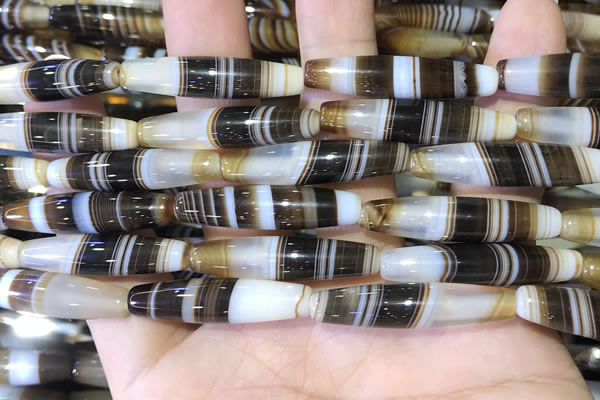 CAA5116 15.5 inches 8*33mm rice striped agate beads wholesale