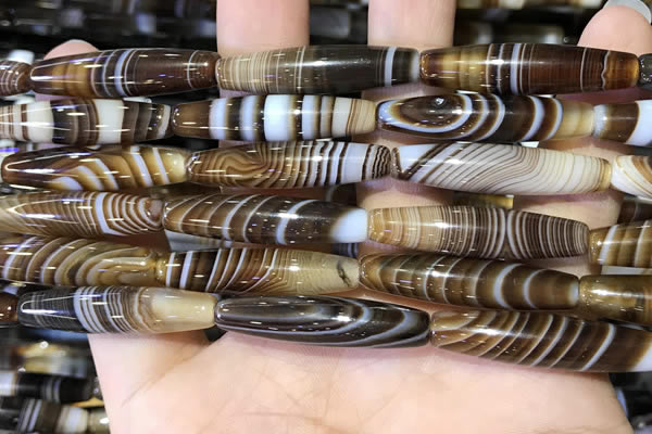 CAA5117 15.5 inches 8*33mm rice striped agate beads wholesale