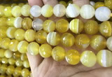 CAA5153 15.5 inches 12mm faceted round banded agate beads