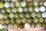 CAA5162 15.5 inches 16mm faceted round banded agate beads