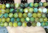 CAA5166 15.5 inches 10mm faceted round banded agate beads