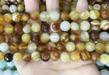 CAA5171 15.5 inches 6mm faceted round banded agate beads