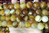 CAA5176 15.5 inches 16mm faceted round banded agate beads