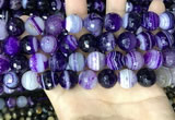 CAA5182 15.5 inches 14mm faceted round banded agate beads