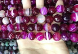 CAA5188 15.5 inches 12mm faceted round banded agate beads