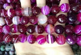 CAA5189 15.5 inches 14mm faceted round banded agate beads