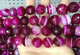 CAA5190 15.5 inches 16mm faceted round banded agate beads