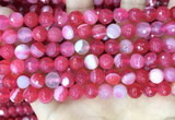 CAA5193 15.5 inches 8mm faceted round banded agate beads