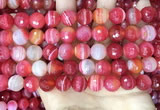 CAA5202 15.5 inches 12mm faceted round banded agate beads