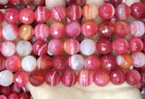 CAA5203 15.5 inches 14mm faceted round banded agate beads