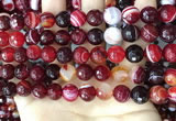 CAA5214 15.5 inches 8mm faceted round banded agate beads