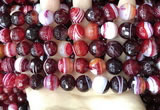 CAA5215 15.5 inches 10mm faceted round banded agate beads