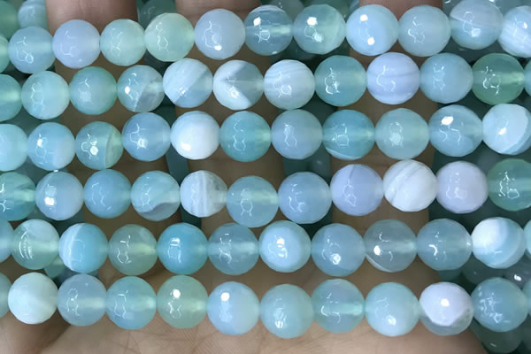 CAA5222 15.5 inches 10mm faceted round banded agate beads