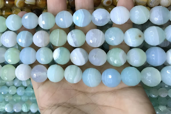 CAA5223 15.5 inches 12mm faceted round banded agate beads