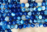 CAA5228 15.5 inches 8mm faceted round banded agate beads