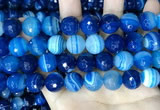 CAA5231 15.5 inches 14mm faceted round banded agate beads