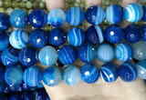 CAA5232 15.5 inches 16mm faceted round banded agate beads