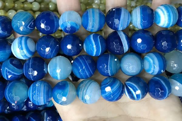 CAA5232 15.5 inches 16mm faceted round banded agate beads