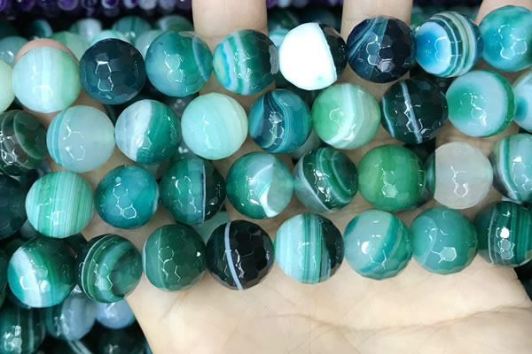 CAA5246 15.5 inches 16mm faceted round banded agate beads